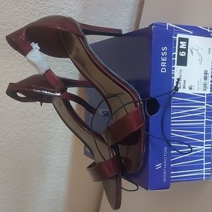 Ankle strap sandals. Wine color.